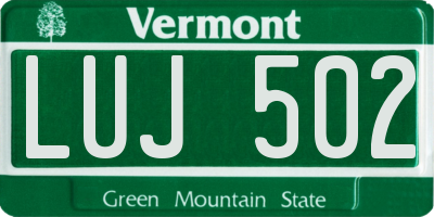 VT license plate LUJ502