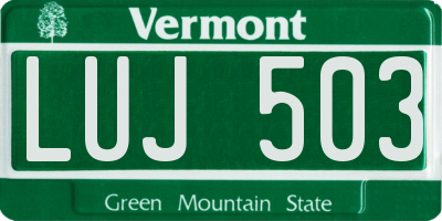 VT license plate LUJ503