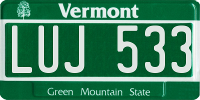 VT license plate LUJ533