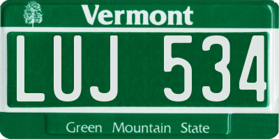 VT license plate LUJ534