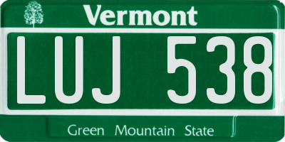 VT license plate LUJ538
