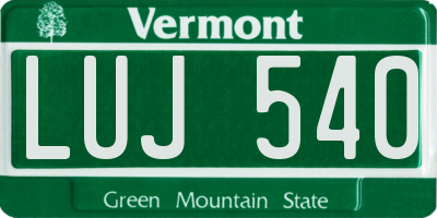 VT license plate LUJ540