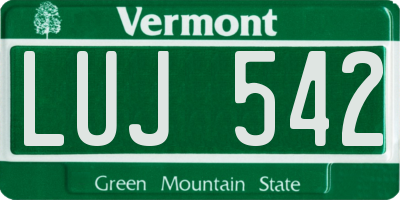 VT license plate LUJ542