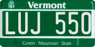 VT license plate LUJ550
