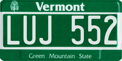 VT license plate LUJ552