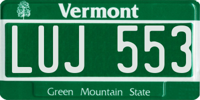 VT license plate LUJ553
