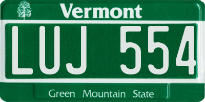 VT license plate LUJ554