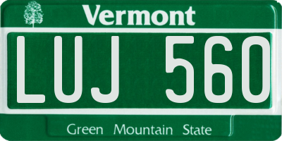VT license plate LUJ560
