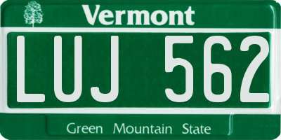 VT license plate LUJ562
