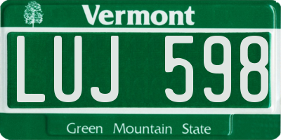 VT license plate LUJ598