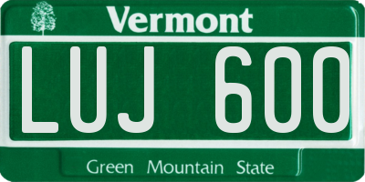 VT license plate LUJ600