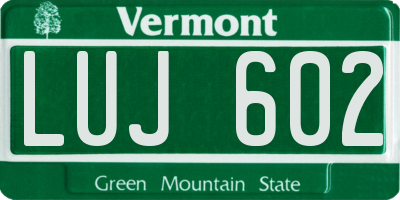VT license plate LUJ602