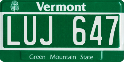 VT license plate LUJ647