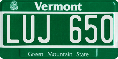 VT license plate LUJ650