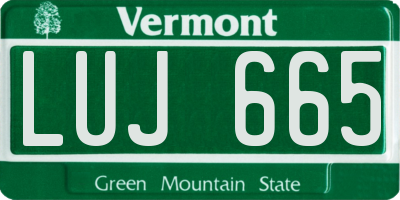VT license plate LUJ665