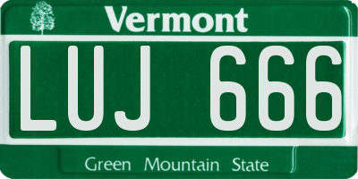 VT license plate LUJ666