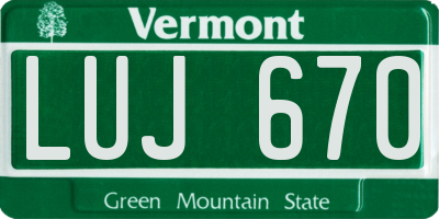 VT license plate LUJ670