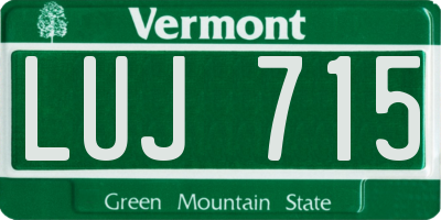 VT license plate LUJ715