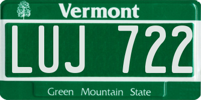 VT license plate LUJ722