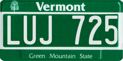 VT license plate LUJ725