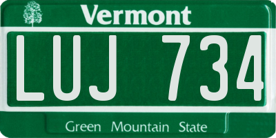 VT license plate LUJ734