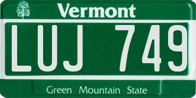VT license plate LUJ749