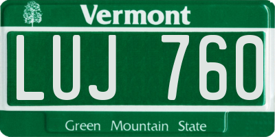 VT license plate LUJ760