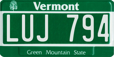 VT license plate LUJ794