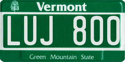 VT license plate LUJ800