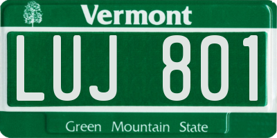 VT license plate LUJ801