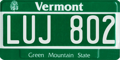 VT license plate LUJ802