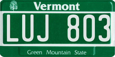 VT license plate LUJ803