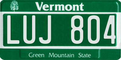 VT license plate LUJ804