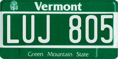 VT license plate LUJ805