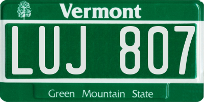 VT license plate LUJ807