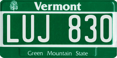 VT license plate LUJ830