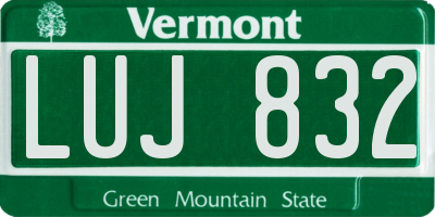 VT license plate LUJ832