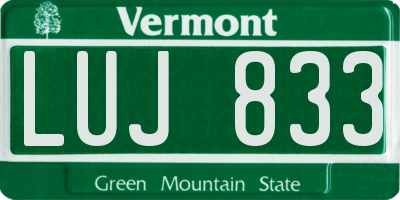 VT license plate LUJ833