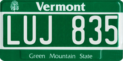 VT license plate LUJ835