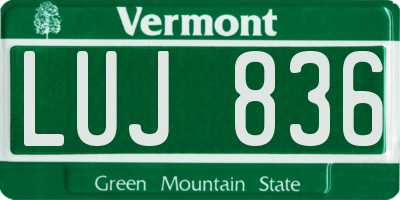VT license plate LUJ836
