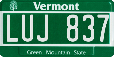 VT license plate LUJ837