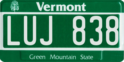 VT license plate LUJ838