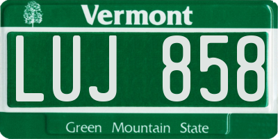 VT license plate LUJ858