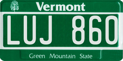 VT license plate LUJ860