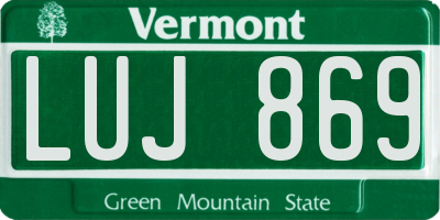 VT license plate LUJ869