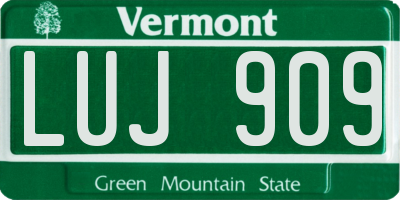VT license plate LUJ909