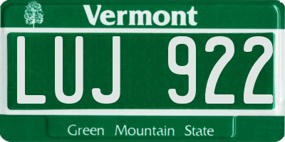VT license plate LUJ922