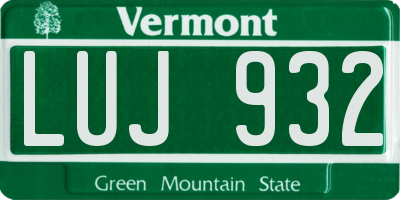 VT license plate LUJ932