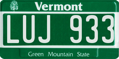 VT license plate LUJ933