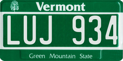 VT license plate LUJ934